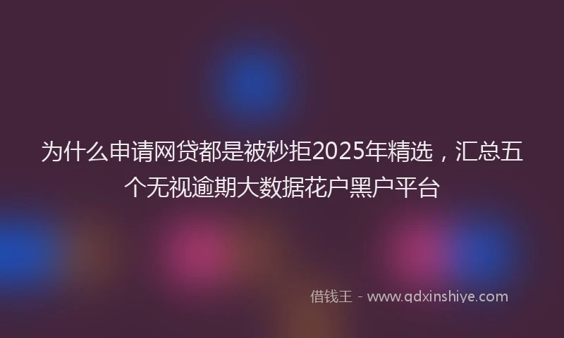 为什么申请网贷都是被秒拒2025年精选，汇总五个无视逾期大数据花户黑户平台