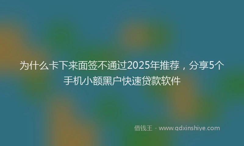 为什么卡下来面签不通过2025年推荐，分享5个手机小额黑户快速贷款软件