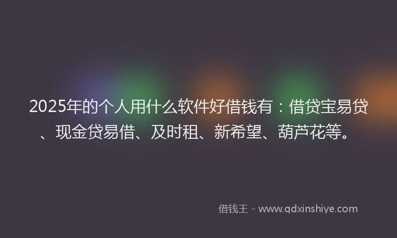 2025年的个人用什么软件好借钱有：借贷宝易贷、现金贷易借、及时租、新希望、葫芦花等。