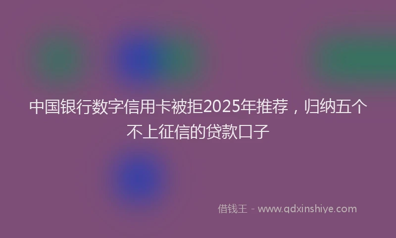 中国银行数字信用卡被拒2025年推荐，归纳五个不上征信的贷款口子