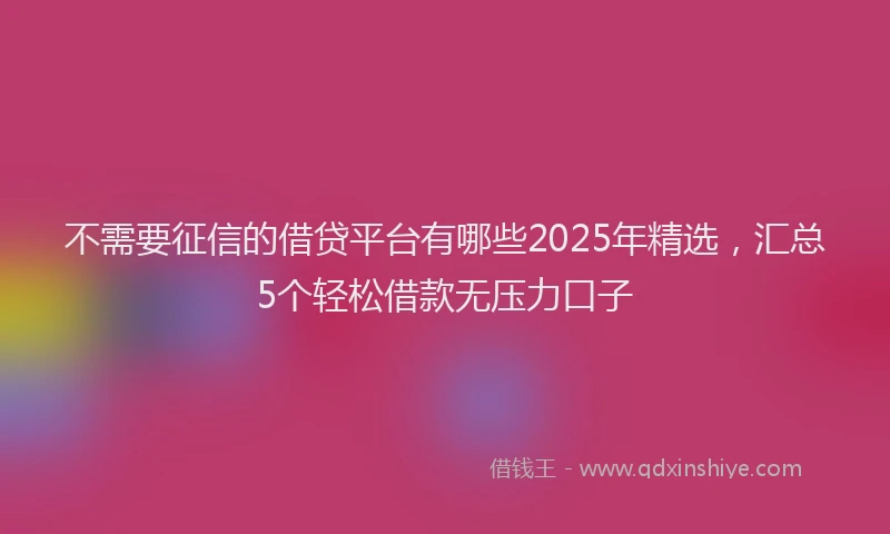 不需要征信的借贷平台有哪些2025年精选，汇总5个轻松借款无压力口子