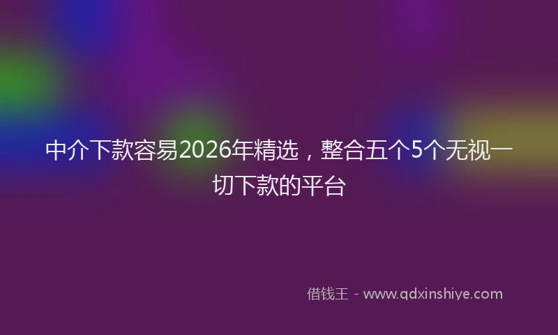中介下款容易2026年精选，整合五个5个无视一切下款的平台