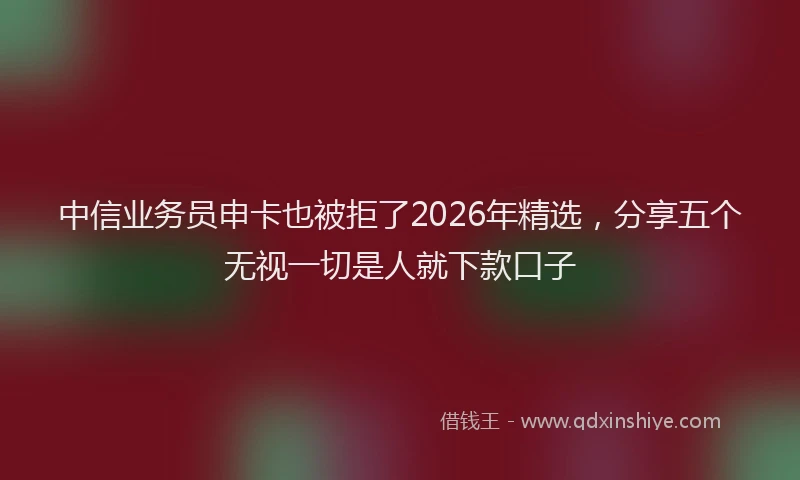 中信业务员申卡也被拒了2026年精选，分享五个无视一切是人就下款口子