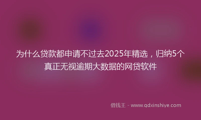 为什么贷款都申请不过去2025年精选，归纳5个真正无视逾期大数据的网贷软件