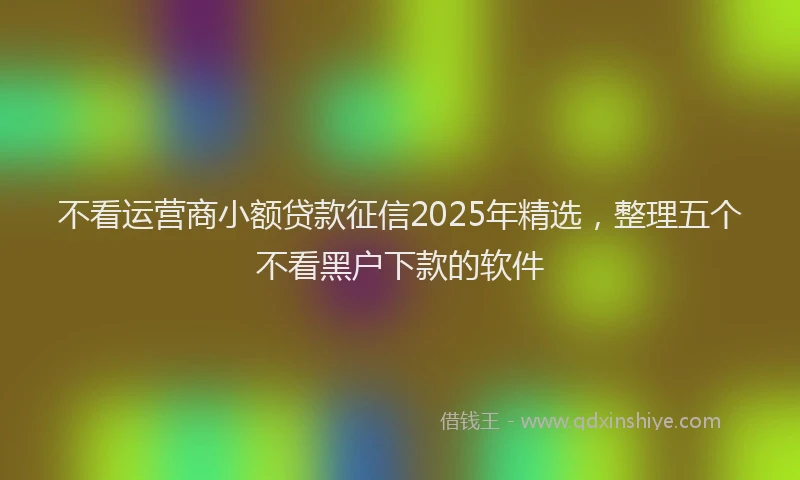 不看运营商小额贷款征信2025年精选，整理五个不看黑户下款的软件