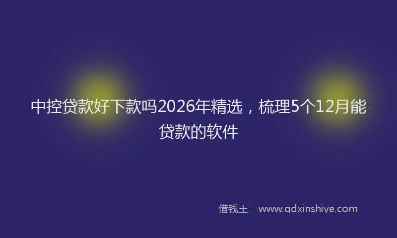 中控贷款好下款吗2026年精选，梳理5个12月能贷款的软件