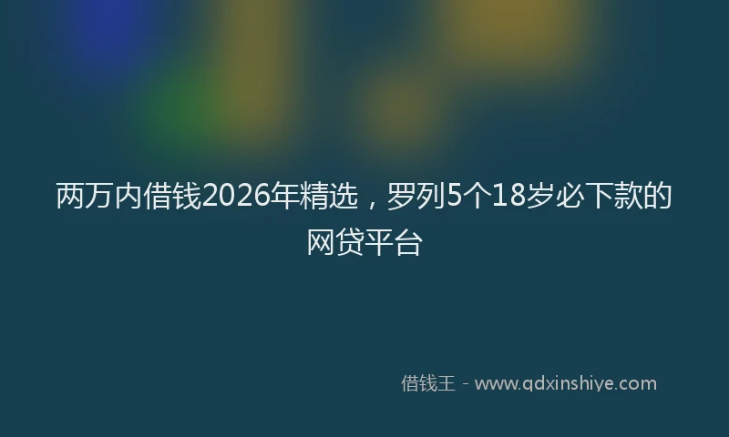 两万内借钱2026年精选,罗列5个18岁必下款的网贷平台