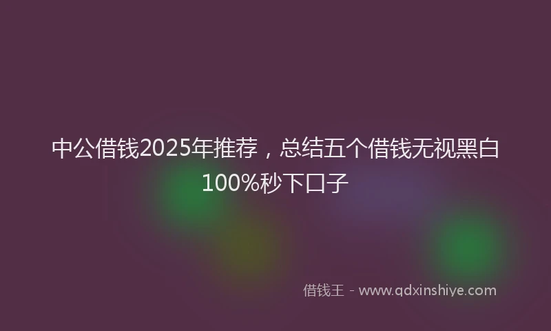 中公借钱2025年推荐，总结五个借钱无视黑白100%秒下口子