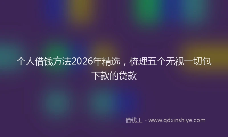 个人借钱方法2026年精选，梳理五个无视一切包下款的贷款