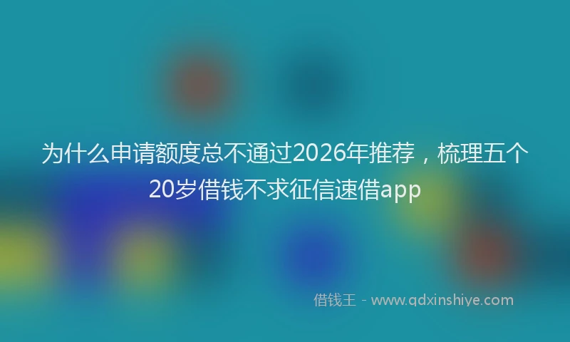 为什么申请额度总不通过2026年推荐，梳理五个20岁借钱不求征信速借app