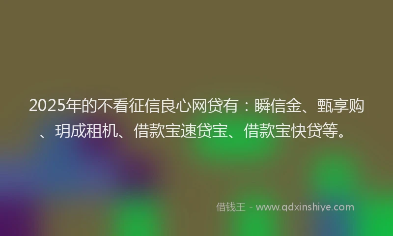 2025年的不看征信良心网贷有：瞬信金、甄享购、玥成租机、借款宝速贷宝、借款宝快贷等。