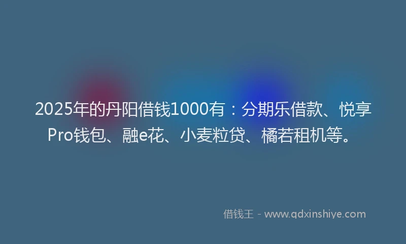 2025年的丹阳借钱1000有：分期乐借款、悦享Pro钱包、融e花、小麦粒贷、橘若租机等。