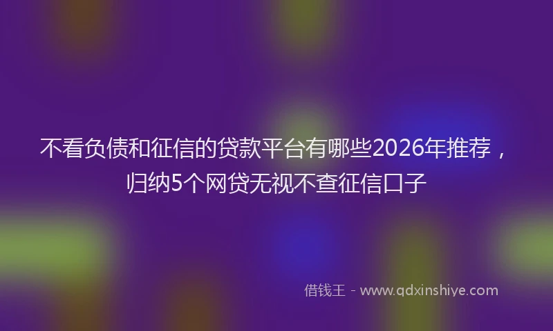 不看负债和征信的贷款平台有哪些2026年推荐,归纳5个网贷无视不查征信口子