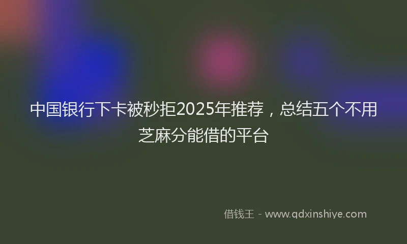 中国银行下卡被秒拒2025年推荐,总结五个不用芝麻分能借的平台