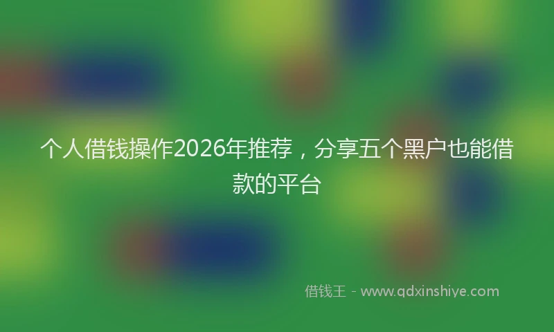 个人借钱操作2026年推荐，分享五个黑户也能借款的平台