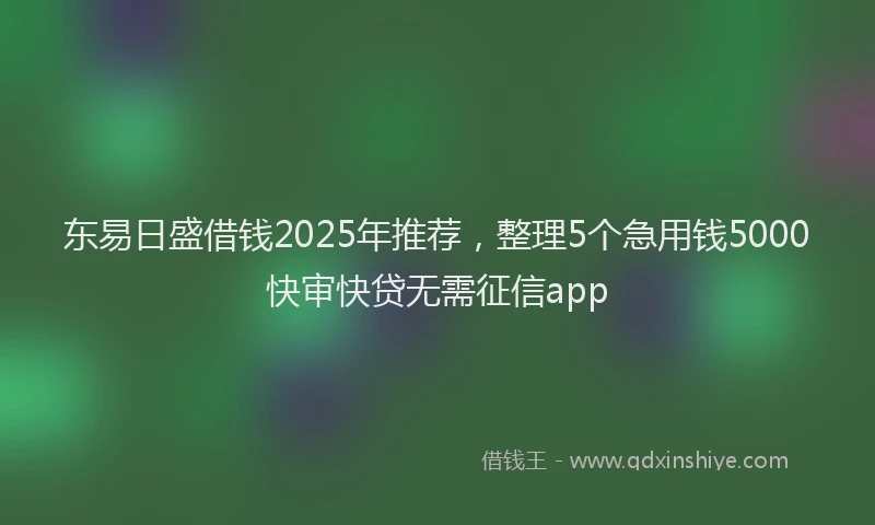 东易日盛借钱2025年推荐，整理5个急用钱5000快审快贷无需征信app