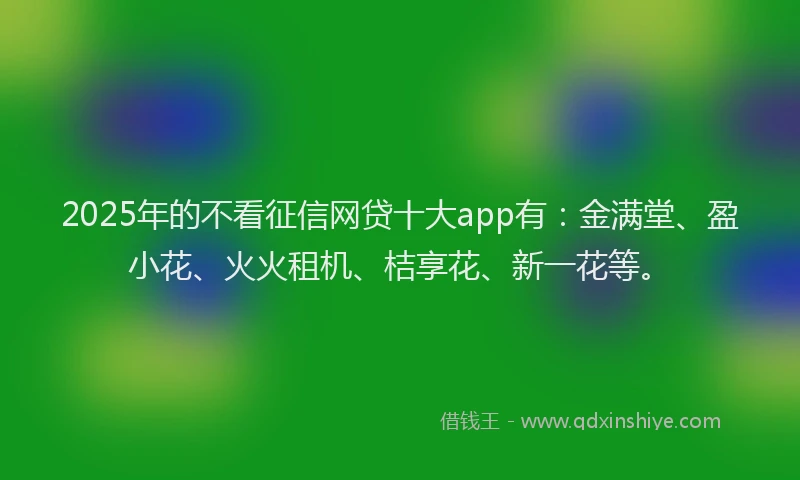 2025年的不看征信网贷十大app有：金满堂、盈小花、火火租机、桔享花、新一花等。