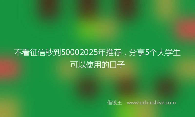 不看征信秒到50002025年推荐，分享5个大学生可以使用的口子