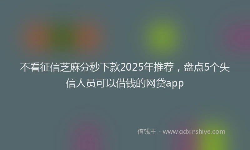 不看征信芝麻分秒下款2025年推荐，盘点5个失信人员可以借钱的网贷app