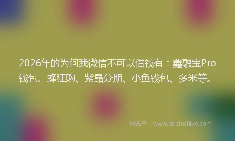 2026年的为何我微信不可以借钱有:鑫融宝Pro钱包、蜂狂购、紫晶分期、小鱼钱包、多米等。