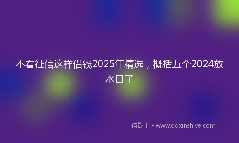不看征信这样借钱2025年精选，概括五个2024放水口子