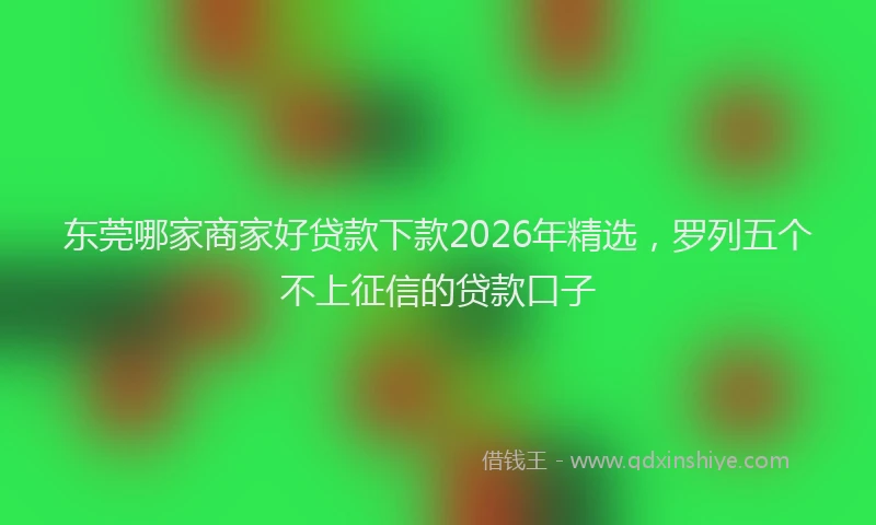 东莞哪家商家好贷款下款2026年精选，罗列五个不上征信的贷款口子