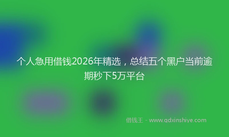 个人急用借钱2026年精选，总结五个黑户当前逾期秒下5万平台