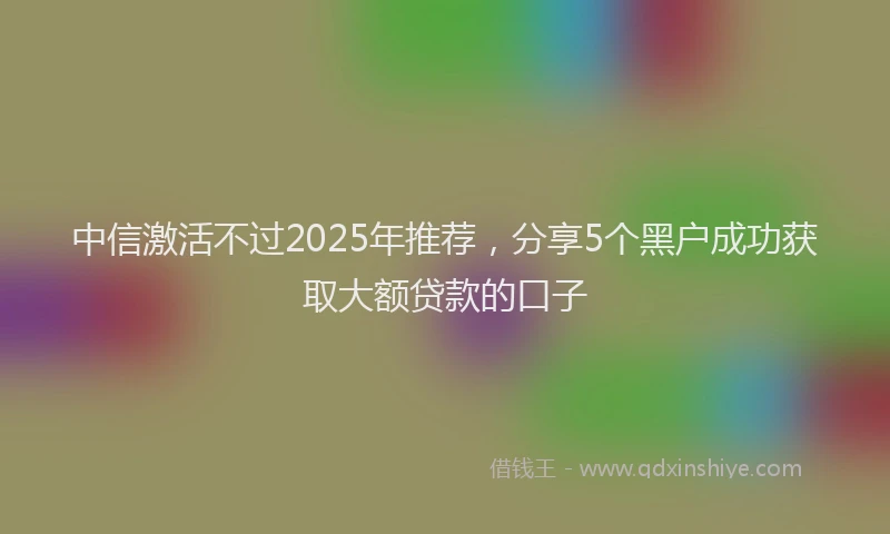 中信激活不过2025年推荐，分享5个黑户成功获取大额贷款的口子