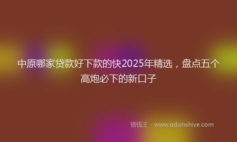 中原哪家贷款好下款的快2025年精选，盘点五个高炮必下的新口子