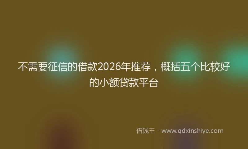 不需要征信的借款2026年推荐，概括五个比较好的小额贷款平台