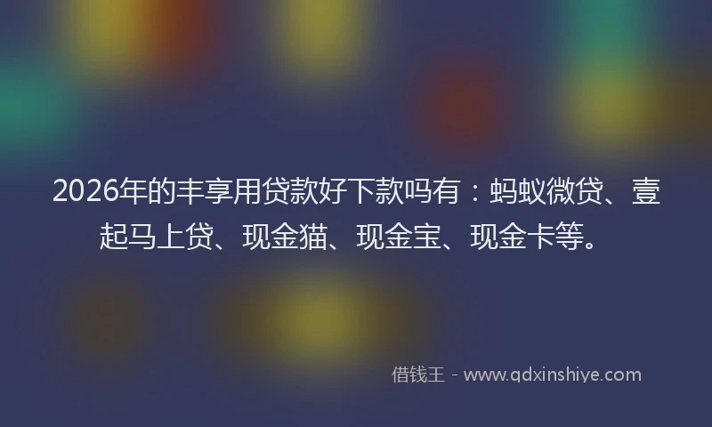 2026年的丰享用贷款好下款吗有：蚂蚁微贷、壹起马上贷、现金猫、现金宝、现金卡等。