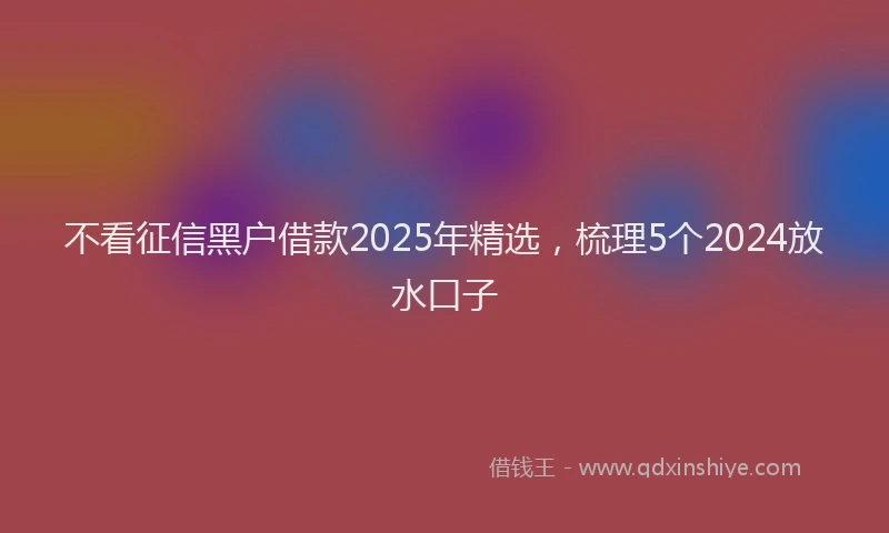 不看征信黑户借款2025年精选，梳理5个2024放水口子