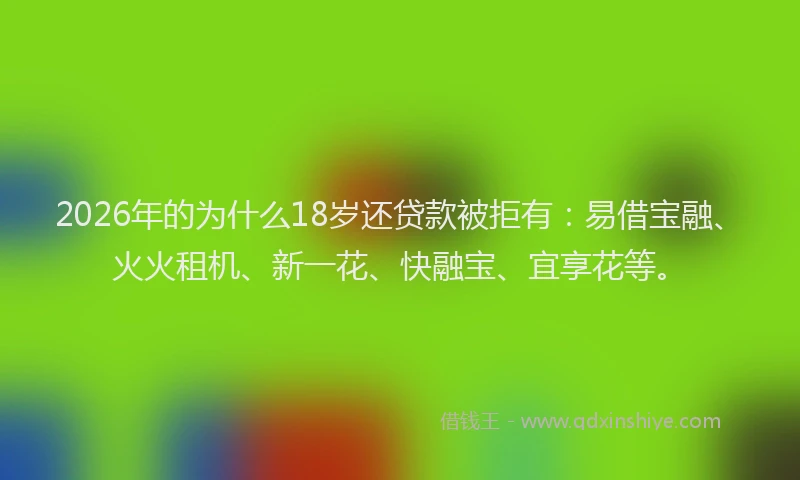 2026年的为什么18岁还贷款被拒有：易借宝融、火火租机、新一花、快融宝、宜享花等。