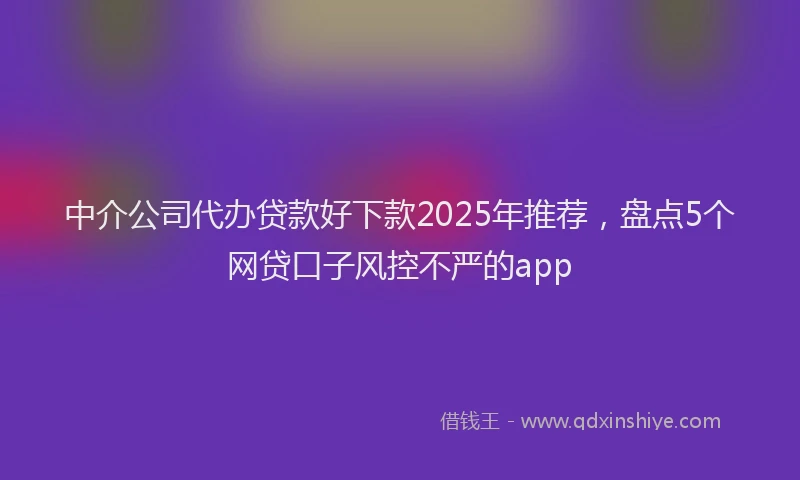 中介公司代办贷款好下款2025年推荐，盘点5个网贷口子风控不严的app