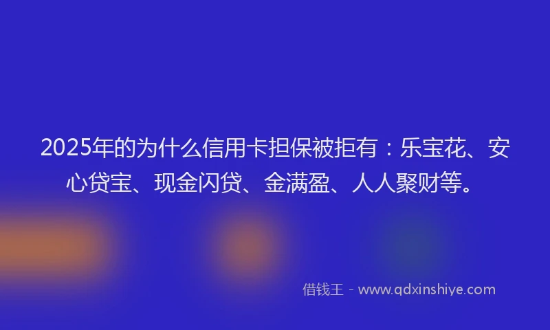 2025年的为什么信用卡担保被拒有：乐宝花、安心贷宝、现金闪贷、金满盈、人人聚财等。