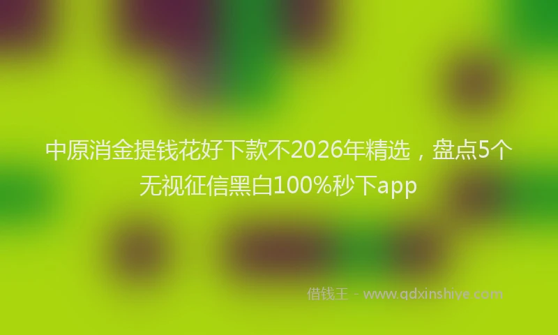 中原消金提钱花好下款不2026年精选,盘点5个无视征信黑白100%秒下app