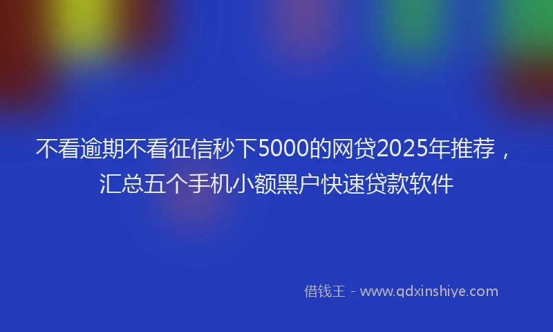 不看逾期不看征信秒下5000的网贷2025年推荐，汇总五个手机小额黑户快速贷款软件