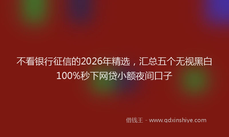 不看银行征信的2026年精选，汇总五个无视黑白100%秒下网贷小额夜间口子
