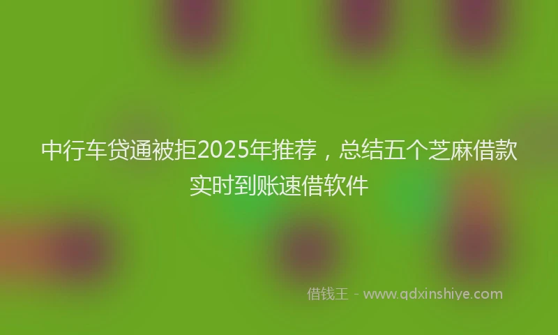 中行车贷通被拒2025年推荐，总结五个芝麻借款实时到账速借软件