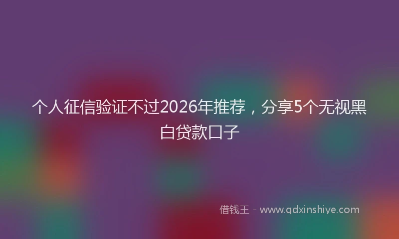 个人征信验证不过2026年推荐，分享5个无视黑白贷款口子