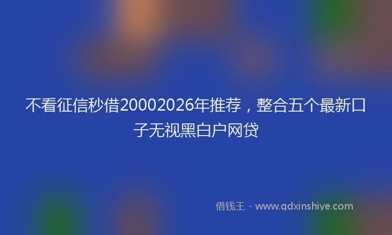 不看征信秒借20002026年推荐，整合五个最新口子无视黑白户网贷