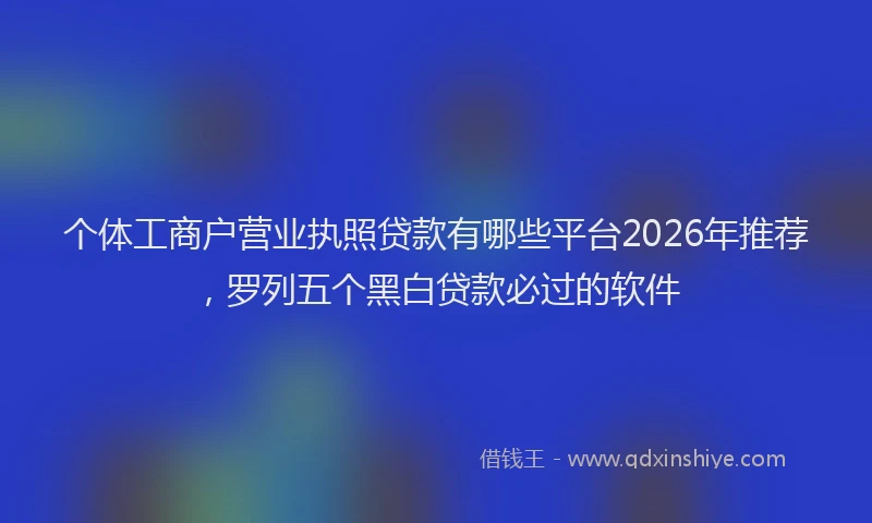 个体工商户营业执照贷款有哪些平台2026年推荐，罗列五个黑白贷款必过的软件