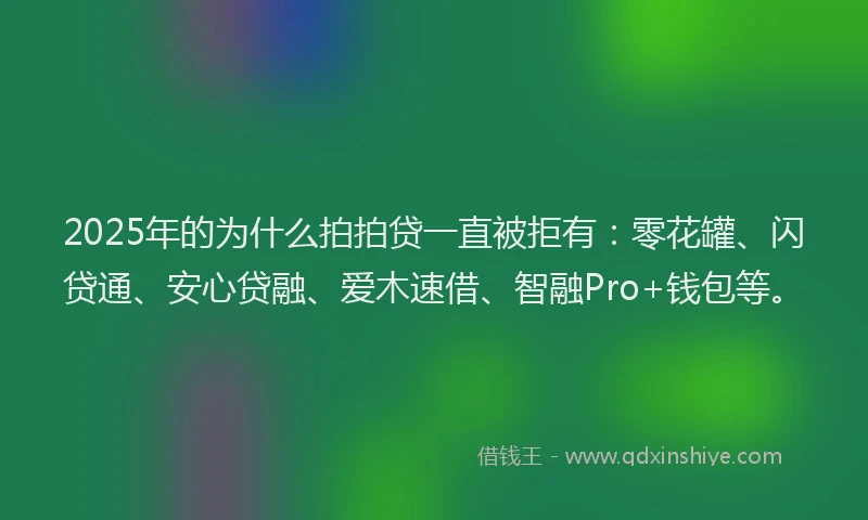 2025年的为什么拍拍贷一直被拒有:零花罐、闪贷通、安心贷融、爱木速借、智融Pro+钱包等。