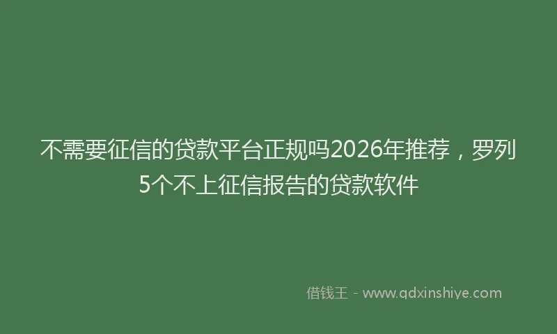 不需要征信的贷款平台正规吗2026年推荐,罗列5个不上征信报告的贷款软件