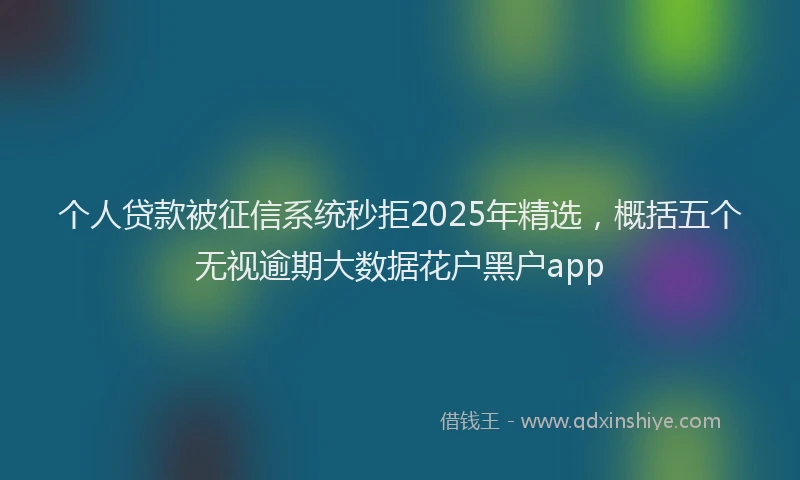 个人贷款被征信系统秒拒2025年精选，概括五个无视逾期大数据花户黑户app