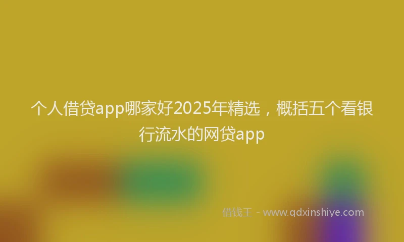 个人借贷app哪家好2025年精选，概括五个看银行流水的网贷app