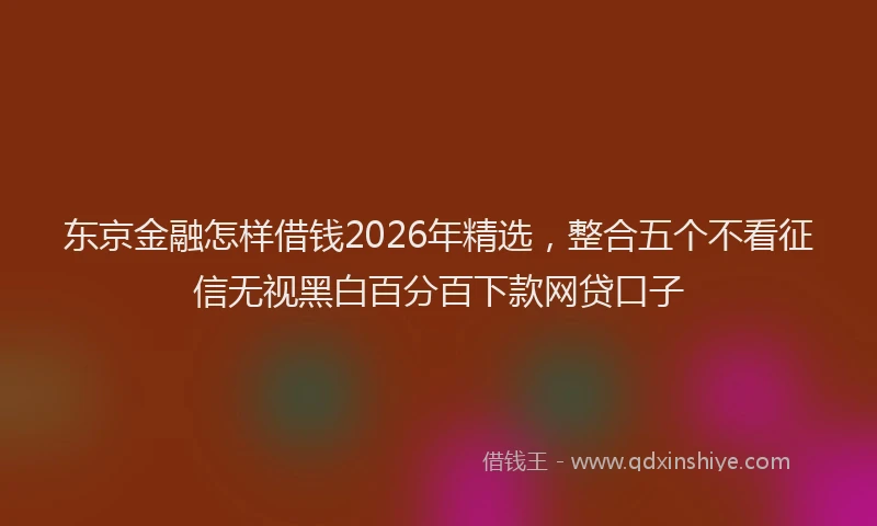 东京金融怎样借钱2026年精选,整合五个不看征信无视黑白百分百下款网贷口子