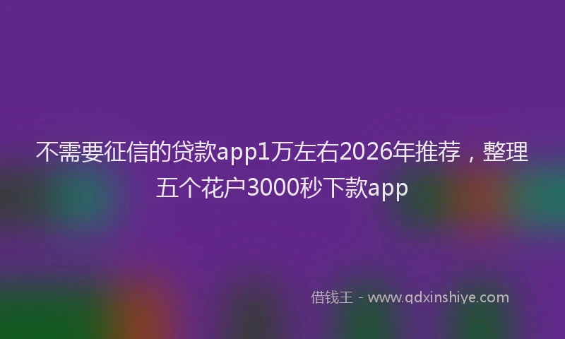 不需要征信的贷款app1万左右2026年推荐，整理五个花户3000秒下款app