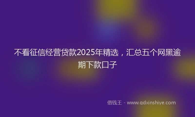 不看征信经营贷款2025年精选，汇总五个网黑逾期下款口子