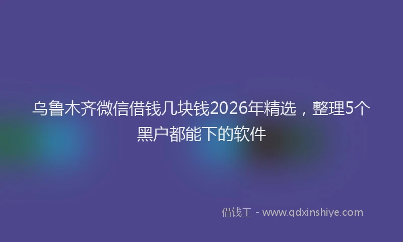 乌鲁木齐微信借钱几块钱2026年精选，整理5个黑户都能下的软件